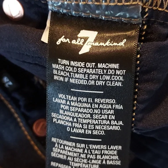 7 For All Mankind Women's Jeans Dojo Low Rise Dark Wash Flare Leg Size 28 - Picture 15 of 16